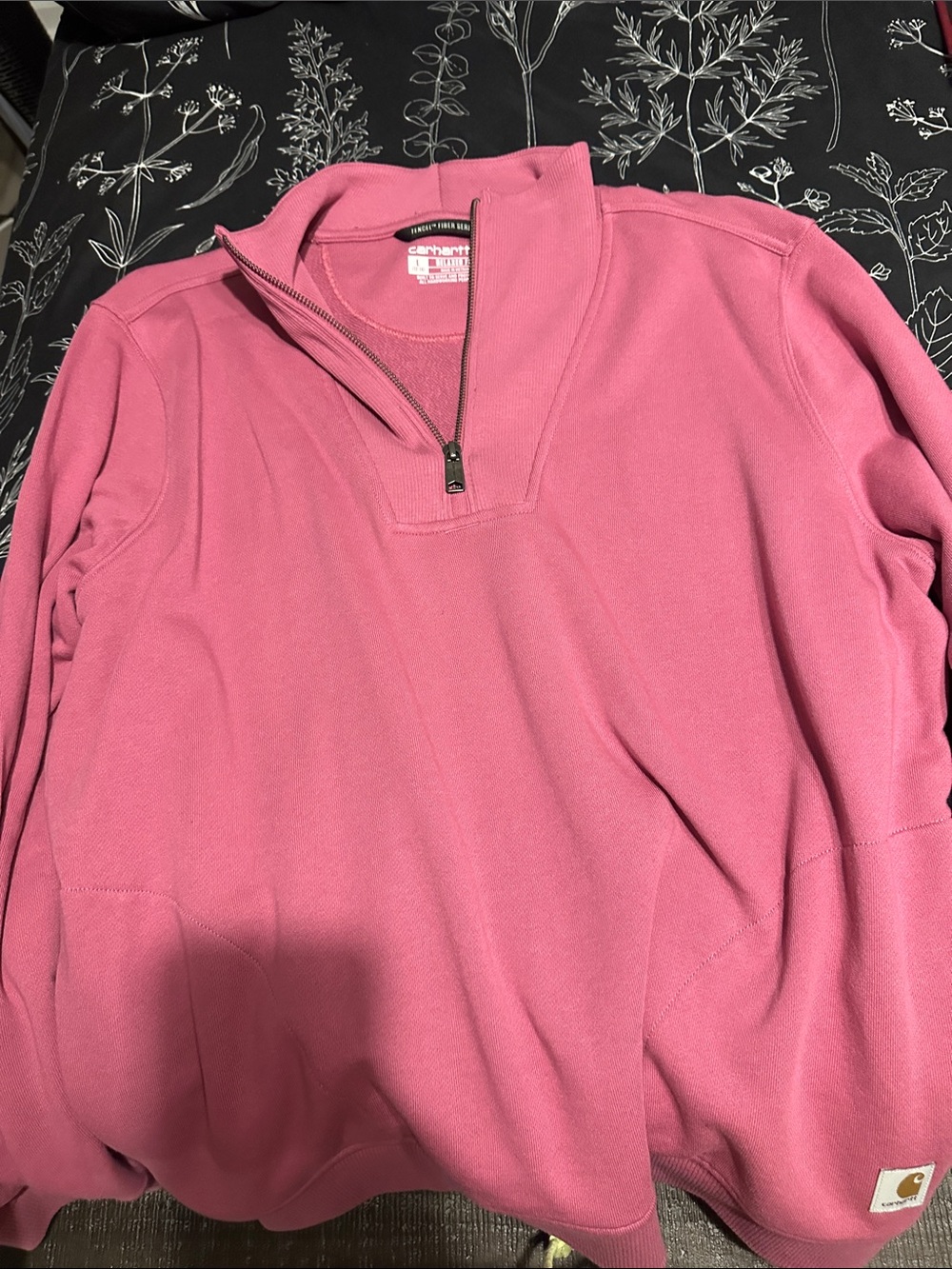 Carhartt Women's Rose Pink Quarter-Zip Pullover Turtleneck